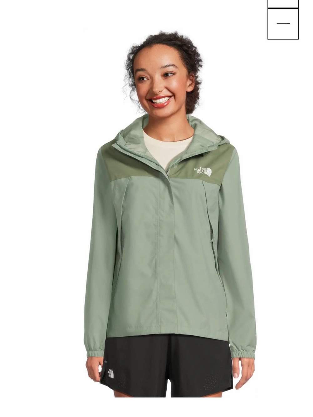 The North Face Women's Two-Tone Sage Green Hooded Raincoat